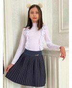 Серая школьная плиссированная юбка для девочки Цвет: серый