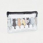 Косметичка ПВХ Котята, 20,5*0,5*12см, отд на молнии, прозрачный