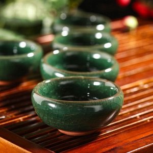 Набор для чайной церемонии «Лунный камень», 7 предметов: чайник 150 мл, чашки 50 мл, цвет зелёный