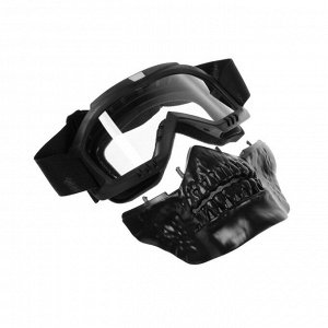 Очки-маска для езды на мототехнике, разборные, визор прозрачный, цвет черный