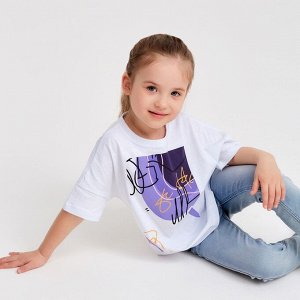 Футболка детская MINAKU Colors, цвет белый/фиолетовый.