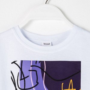 Футболка детская MINAKU Colors, цвет белый/фиолетовый.