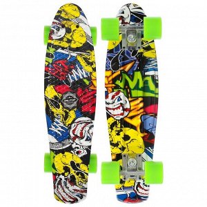 Пенниборд ONLITOP R2206, 56x15 см, колёса PU, ABEC 7, алюминиевая рама, граффити