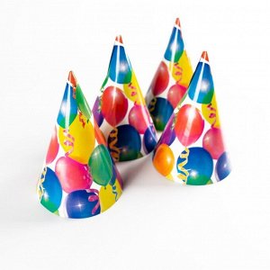 Страна карнавалия Колпак бумажный «Праздник», шарики и серпантин, набор 6 шт.
