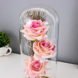 Фигурка светящаяся колба RISALUX «Три розы», LED-ночник, 3xAAA, 12x12x28.5 см