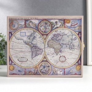 Ключница "Карта мира" светлый дуб 25,7х20,7 см