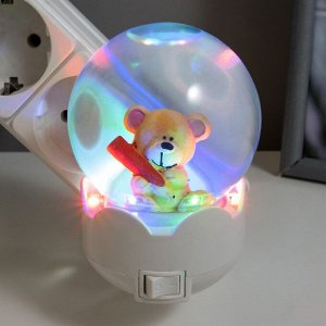 Ночник "Мишка с карандашом" LED белый 7х7х11 см