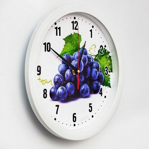 Часы настенные, серия: Кухня, "Виноград", плавный ход, d=28 см