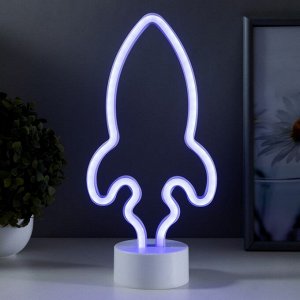 Фигурка световая RISALUX «Ракета», LED-ночник, от батареек 3xАА, 14.5x8.5x26.8 см