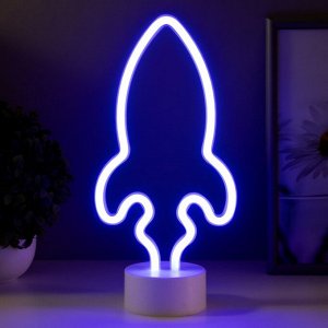 Фигурка световая RISALUX «Ракета», LED-ночник, от батареек 3xАА, 14.5x8.5x26.8 см
