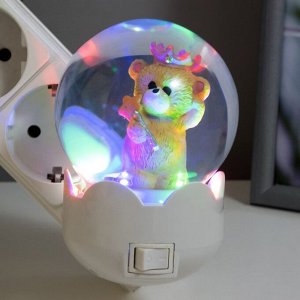 Ночник "Мишка с короной" LED белый 7х7х11 см