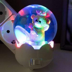 Ночник "Мишка с короной" LED белый 7х7х11 см