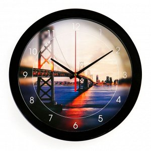 Часы настенные, серия: Город, "Мост", плавный ход, d=28 см