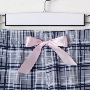 Пижама KAFTAN "Клетка" шорты, футболка, розовый/серый