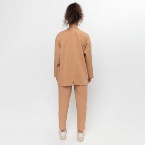 Комплект женский повседневный (жакет и брюки), цвет бежевый