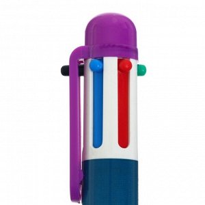 Ручка шариковая автоматическая, 6-ти цветная, "Пони" МИКС (штрихкод на штуке)