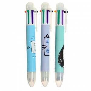 Ручка шариковая, автоматическая "Иероглифы" 6-ти цветная, МИКС (штрихкод на штуке)