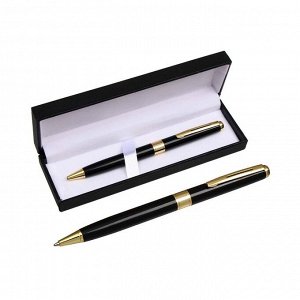 Ручка подарочная шариковая Calligrata New, в кожзам футляре, поворотная, корпус чёрный с золотым