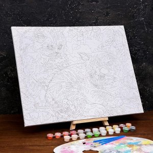 Картина по номерам на холсте с подрамником «Котята в листве» 40x50 см