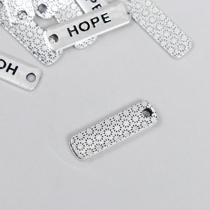 Декор для творчества металл "Надпись - hope" серебро 2х0,5 см