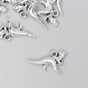 Декор для творчества металл "Тираннозавр" серебро 2х1,1 см