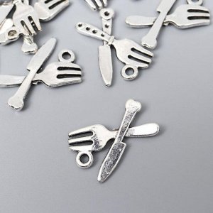 Арт Узор Декор для творчества металл &quot;Вилка и нож&quot; серебро 2х1,4 см