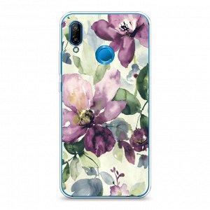 Силиконовый чехол Сиреневые цветы-акварель на Huawei P20 Lite