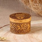 Шкатулка &quot;Кошка&quot; 6,5х6,5х4,5 см, береста