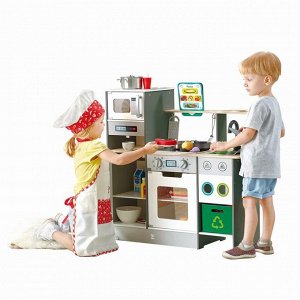Детская деревянная кухня с аксессуарами «Делюкс Макси», свет, звук, воздушная фритюрница