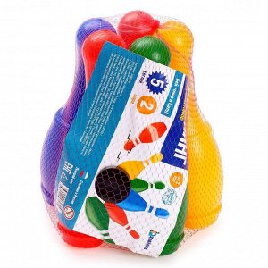 IQ-ZABIAKA Боулинг «Набор 34», цветной, 5 кеглей, 2 шара, в сетке
