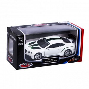 Автоград Машина металлическая BENTLEY CONTINENTAL GT3, 1:43, инерция, открываются двери, цвет белый