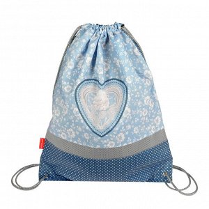 Мешок для обуви ErichKrause, 500 х 410 мм, Lacey Heart, светоотражающая полоса, вставка сетка, голубой