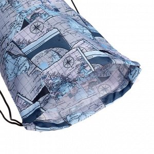 Мешок для обуви Erich Krause, 440 х 365 мм, New Lands, голубой/серый