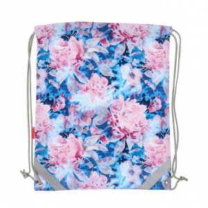 Мешок для обуви Erich Krause, 440 х 365 мм, Misty Flowers, голубой/розовый