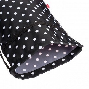 Мешок для обуви с карманом ErichKrause, 500 х 410 мм, Dots in Black, светоотражающая полоса, вентилируемый