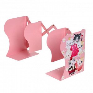 Подставка для книг металлическая deVENTE Sweet Cats, 190 х 147 х 90 мм, телескопическая, розовая