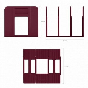 Подставка для бумаг (сортер) ErichKrause Techno, Marsala, 3 отделения, рубиновая