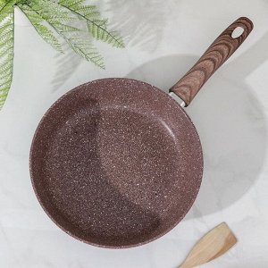 Сковорода Доляна «Брауни», d=26 см, пластиковая ручка, антипригарное покрытие, индукция, алюминий, коричневая