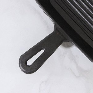Сковорода чугунная «Квадрат. Гриль», 19x19x3 см, чугунная ручка, цвет чёрный