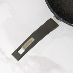 Сковорода «Гранит ВОК», d=28 см, стеклянная крышка, антипригарное покрытие, цвет тёмно-серый
