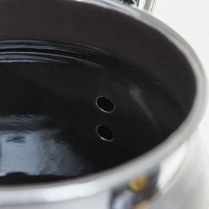 Чайник, 3,5 л, эмалированная крышка, цвет чёрный, рисунок МИКС