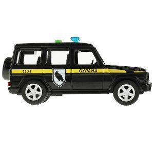 GCLASS-21PLSEC-BK Машина пластик свет-звук MERCEDES-BENZ G-CLASS охрана 22 см, двер, баг, кор. Технопарк в кор.2*18шт