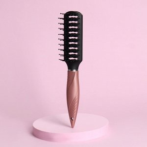 Расчёска массажная, вентилируемая, прорезиненная ручка, 4,5 x 23,5 см, цвет чёрный/розовый