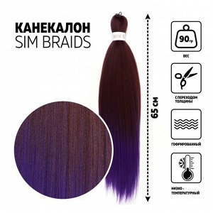 SIM-BRAIDS Канекалон двухцветный, гофрированный, 65 см, 90 гр, цвет тёмно-синий/русый(#FR-21)