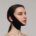 Маска текстильная для коррекции овала лица, на липучке, 62 ? 11 см, цвет чёрный/розовый