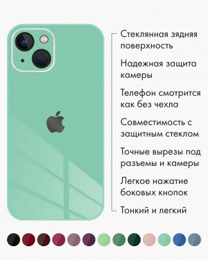 Premium Стеклянный Силиконовый чехол для Iphone с защитой камеры