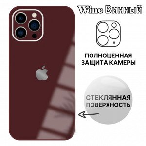 Premium Стеклянный Силиконовый чехол для Iphone с защитой камеры