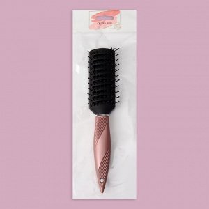 Расчёска массажная, вентилируемая, прорезиненная ручка, 4,3 ? 23,5 см, цвет чёрный/розовый