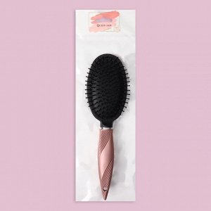 Расчёска массажная, прорезиненная ручка, 7 x 25 см, цвет чёрный/розовый