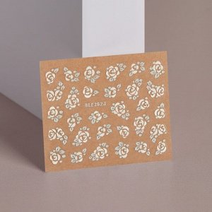 Наклейки для ногтей «Цветы», 3D, цвет белый/серебристый